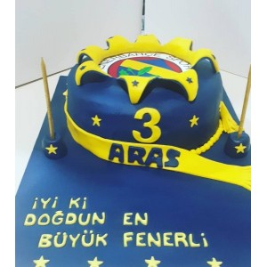 Şeker Hamurlu Pasta Fenerbahçe Temalı 10 Kişilik