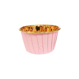 Cupcake Kağıdı 25'li Kalıp Gerektirmez 6,5x4 cm Pembe Gold Desenli